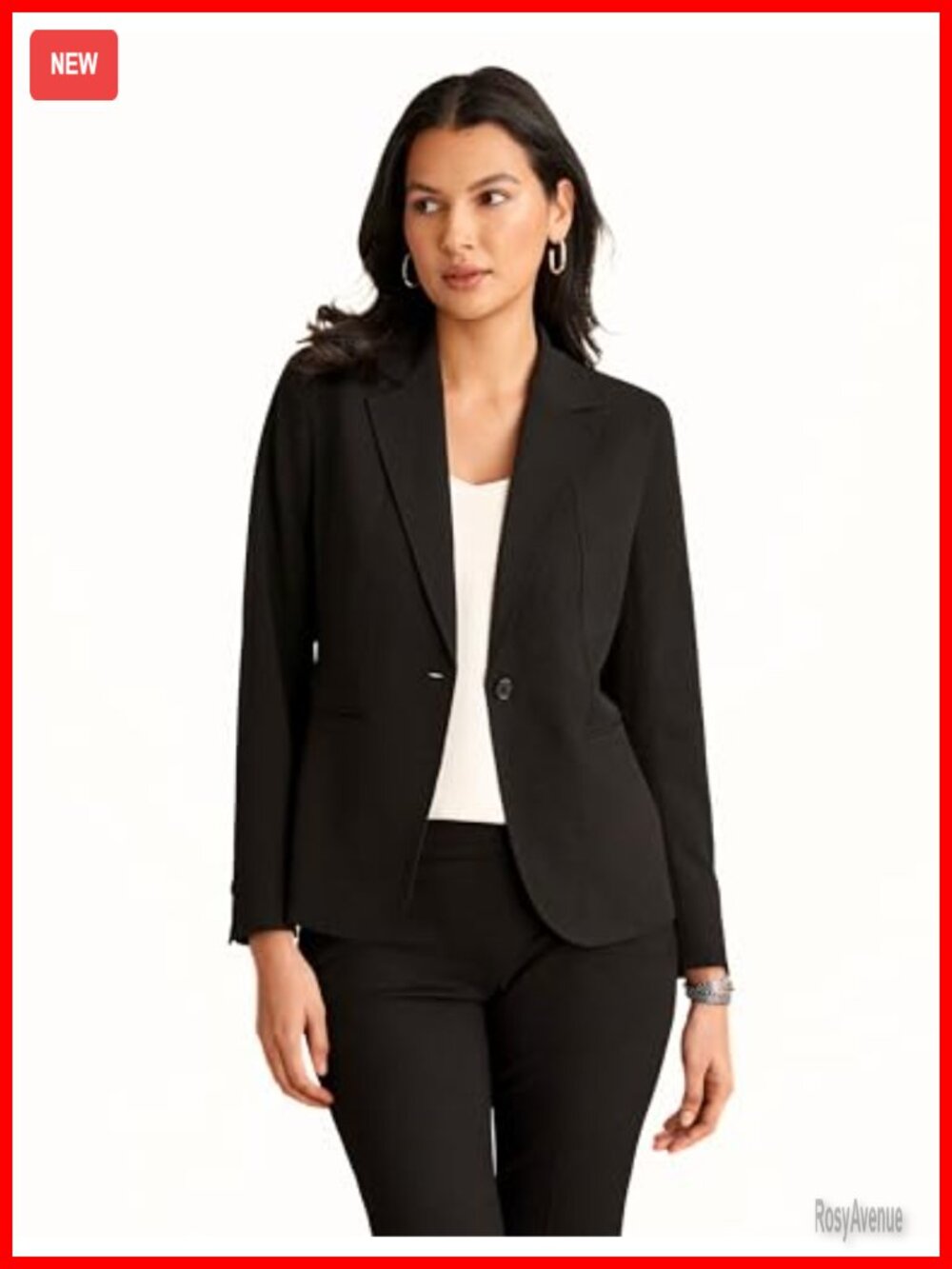 Anne Klein One-Button Stretch Blazer Tailored Princess Seams